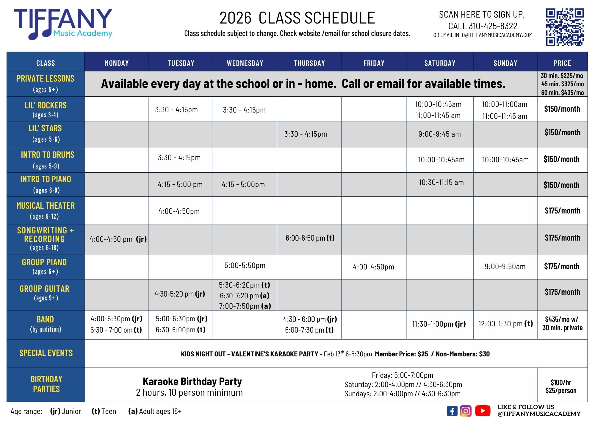 Class Schedule Jan2026 - Culver City
