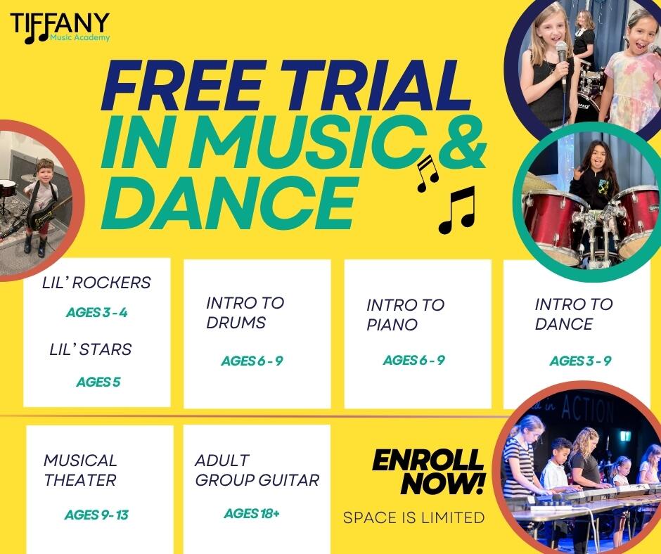 Free trial in music and dance at Tiffany Music Academy